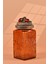El Yapımı Özel Tasarım Kavanoz - 1000 ml - Vakumlu Ahşap Kapaklı (Çilek Detaylı) - Dark Amber Çiçekli Kare Cam - Mutfak ve Ev Dekorasyonu 1