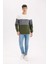 Regular Fit Bisiklet Yaka Renk Bloklu Jakarlı Sweatshirt D5393AX24AU 2
