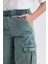 Kız Çocuk Kargo Cepli Wide Leg Geniş Bol Paça Jean Pantolon D4690A824WN 5