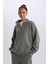 Fit Oversize Geniş Kalıp Dik Yaka Sporcu Sweatshirt D3796AX24WN 4