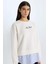 Relax Fit Bisiklet Yaka Baskılı Kalın Sweatshirt D9806AX24WN 1