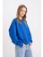 Coool Oversize Geniş Kalıp Bisiklet Yaka Kalın Basic Düz Sweatshirt A4177AX24WN 4