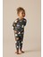 Kız Çocuk Yeni Sezon Penye Bal Kabağı Kedi Gece Temalı Paça Lastikli Pijama Takımı 3