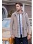 Taş Rengi Kaşe Dik Yaka Astarlı Slim Fit Dar Kesim Klasik Kaban 1008245272 2