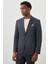 Koyu Lacivert Desenli Örme Mono Yaka Astarsız Esnek 6 Drop Slim Fit Casual Ceket 1002245159 1