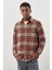 Mürdüm Yünlü Ekose Desen Yumuşak Yaka Cepsiz Uzun Kol Casual Comfort Fit Gömlek 1004245227 1