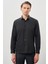 Siyah Uzun Kol Düz Bez Ayağı Yarım İtalyan Yaka Cepsiz Pamuklu Classic Slim Fit Gömlek 1004245268 1