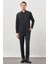 Siyah Uzun Kol Düz Bez Ayağı Yarım İtalyan Yaka Cepsiz Pamuklu Classic Slim Fit Gömlek 1004245268 2