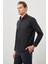Siyah Uzun Kol Düz Bez Ayağı Yarım İtalyan Yaka Cepsiz Pamuklu Classic Slim Fit Gömlek 1004245268 3