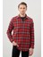 Bordo Yünlü Ekose Desen Yumuşak Yaka Cepsiz Uzun Kol Casual Comfort Fit Gömlek 1004245227 1