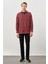 Bordo Yünlü Ekose Desen Yumuşak Yaka Cepsiz Uzun Kol Casual Comfort Fit Gömlek 1004245227 2