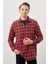 Bordo Yünlü Ekose Desen Yumuşak Yaka Cepsiz Uzun Kol Casual Comfort Fit Gömlek 1004245227 3