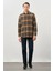 Hardal Yünlü Ekose Desen Yumuşak Yaka Cepsiz Uzun Kol Casual Comfort Fit Gömlek 1004245227 2