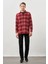 Açık Kırmızı Yünlü Ekose Desen Yumuşak Yaka Cepsiz Uzun Kol Casual Comfort Fit Gömlek 1004245227 2