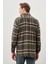 Koyu Haki Yünlü Ekose Desen Yumuşak Yaka Cepsiz Uzun Kol Casual Comfort Fit Gömlek 1004245227 5