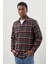 Vişne Yünlü Ekose Desen Yumuşak Yaka Cepsiz Uzun Kol Casual Comfort Fit Gömlek 1004245227 3