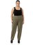 Büyük Beden Yarım Şalvar Beli Arkadan Lastikli Cepli Haki Pantolon 2
