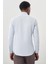 Koyu Mavi Uzun Kollu Sert Yaka Cepsiz Pamuklu Likralı Klasik Slim Fit Dar Kesim Gömlek 1004245234 5