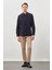 Lacivert Uzun Kol Düz Bez Ayağı Hakim Yaka Cepsiz Pamuk Casual Slim Fit Gömlek 1004245270_201 2