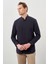 Lacivert Uzun Kol Düz Bez Ayağı Hakim Yaka Cepsiz Pamuk Casual Slim Fit Gömlek 1004245270_201 3