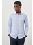 Mavi Uzun Kollu Sert Yaka Cepsiz Pamuklu Likralı Klasik Slim Fit Dar Kesim Gömlek 1004245234 3