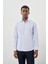 Koyu Mavi Uzun Kol Armürlü Sert Yaka Cepsiz Pamuklu Classic Slim Fit Gömlek 1004245226 3