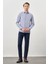 Koyu Lacivert Uzun Kol Kendinden Desenli Armürlü Sert Yaka Cepsiz Pamuklu Classic Slim Fit Gömlek 1004245226_200 2