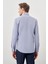 Koyu Lacivert Uzun Kol Kendinden Desenli Armürlü Sert Yaka Cepsiz Pamuklu Classic Slim Fit Gömlek 1004245226_200 5