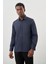 Koyu Lacivert Uzun Kol Düz Bez Ayağı Sert Yaka Cepsiz Esnek Classic Slim Fit Gömlek 1004245223_200 1