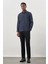 Koyu Lacivert Uzun Kol Düz Bez Ayağı Sert Yaka Cepsiz Esnek Classic Slim Fit Gömlek 1004245223_200 2