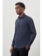 Koyu Lacivert Uzun Kol Düz Bez Ayağı Sert Yaka Cepsiz Esnek Classic Slim Fit Gömlek 1004245223_200 3