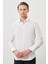 Beyaz Uzun Kol Kendinden Desenli Armürlü Sert Yaka Cepsiz Pamuklu Classic Slim Fit Gömlek 1004245226_600 3