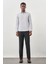 Gri Uzun Kol Kendinden Desenli Armürlü Sert Yaka Cepsiz Pamuklu Classic Slim Fit Gömlek 1004245226_100 2