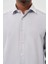 Gri Uzun Kol Kendinden Desenli Armürlü Sert Yaka Cepsiz Pamuklu Classic Slim Fit Gömlek 1004245226_100 4