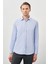 Mavi Uzun Kol Düz Bez Ayağı Sert Yaka Cepsiz Esnek Classic Slim Fit Gömlek 1004245223_301 1
