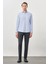 Mavi Uzun Kol Düz Bez Ayağı Sert Yaka Cepsiz Esnek Classic Slim Fit Gömlek 1004245223_301 3