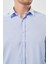 Mavi Uzun Kol Düz Bez Ayağı Sert Yaka Cepsiz Esnek Classic Slim Fit Gömlek 1004245223_301 4
