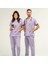 Core Flex Lüks Likralı Unisex Medikal Lila Alt Üst Takım Doktor Hemşire Scrubs 1