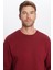 Unisex Oversize Geniş Kesim Pamuklu Yumuşak Dokulu Içi Polarlı Basic Bordo Bisiklet Yaka Sweatshirt 1