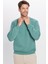 Unisex Oversize Geniş Kesim Pamuklu Yumuşak Dokulu İçi Polarlı Basic Petrol Bisiklet Yaka Sweatshirt 2