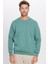 Unisex Oversize Geniş Kesim Pamuklu Yumuşak Dokulu İçi Polarlı Basic Petrol Bisiklet Yaka Sweatshirt 4