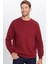 Oversize Geniş Kesim Pamuklu Yumuşak Dokulu İçi Polarlı Basic Bordo Bisiklet Yaka Sweatshirt 2