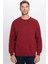 Oversize Geniş Kesim Pamuklu Yumuşak Dokulu İçi Polarlı Basic Bordo Bisiklet Yaka Sweatshirt 3