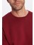 Oversize Geniş Kesim Pamuklu Yumuşak Dokulu İçi Polarlı Basic Bordo Bisiklet Yaka Sweatshirt 4