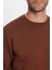 Unisex Oversize Geniş Kesim Pamuklu Yumuşak Dokulu Polarlı Basic Kahverengi Bisiklet Yaka Sweatshirt 4