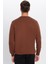 Unisex Oversize Geniş Kesim Pamuklu Yumuşak Dokulu Polarlı Basic Kahverengi Bisiklet Yaka Sweatshirt 5