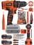 58V 5AH Darbeli Metal Şanzıman 32 Parça Full Set Dark Orange Çift Akülü Şarjlı Vidalama Matkap 1