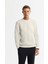 Erkek Ekru Bisiklet Yaka Baskılı Elastan Sweatshirt A42y1279 1