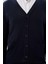 Koyu Lacivert Uzun Kol Örme V Yaka Comfort Fit Rahat Kesim Klasik Triko 4