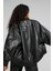 Women’s T7 Faux Leather Bomber Jacket Black Kadın Rahat Kesim Suni Deri Bomber Ceket Siyah 2